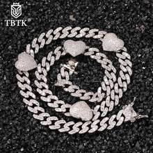 TBTK Hiphop 9MM Cuban link Chain Necklace With Mini Hearts Aesthetic CZ Choker Fashion Jewelry Best Gift 2024 - buy cheap
