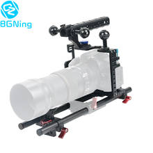 BGNing Aluminium SLR Camera Cage for GH4 /GH5 Support Lens Stand Bracket w/ 25cm 40cm Carbon Fiber Rod Clamp Railblock Mount Kit 2024 - buy cheap