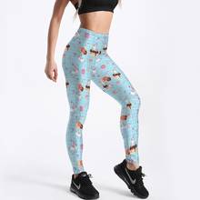 12% Spandex Cute Fitness Blue Leggings Women's Cartoon Plaid Cake God Horse Print Pants Rainbow Balloon Trousers 2024 - buy cheap