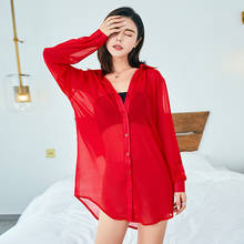 5XL Women Night Shirts Thin Chiffon Nightdress Solid Nightgowns Sleeping Shirt Sleepshirts Loose Sleepwear Nightgown Sleepshirts 2024 - buy cheap