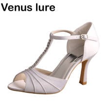 23 Colors Formal Sandals for Women High Heel White Satin T-strap Peep Toe 2024 - buy cheap