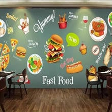 Custom Photo Wallpaper 3D Hand Painted Western Food Pattern Restaurant Snack Bar Background Wall Mural Papel De Parede Wallpaper 2024 - buy cheap