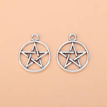 50pcs/Lot Antique Silver Color Star Pentacle Pentagram Round Charms Pendants for Necklace Jewelry Making Accessories 2024 - buy cheap