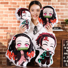 Devil's Blade Anime Cute Pillow Cushion  Plush Toys Demon Slayer Manga Kimetsu No Yaiba Tanjirou Nezuko Cushion Pillow Stuffed 2024 - buy cheap