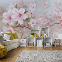 3D customized modern European Garden peach blossom living room TV background wall paper bedroom dining room hotel mural 2024 - buy cheap