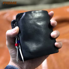 PNDME simple luxury genuine leather men's black short wallet casual natural soft real cowhide daily card holder coin purse 2024 - buy cheap