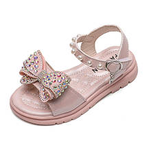 2022 Summer Children Sandals Girls Soft Bottom Rhinestone Princess Shoes Butterfly-knot  Flats  for Party Beach Shoes Kids Sweet 2024 - buy cheap