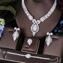 janekelly 4pcs Bridal Zirconia Full Jewelry Sets For Women Party, Luxury Dubai Nigeria CZ Crystal Wedding Jewelry Sets 2024 - buy cheap