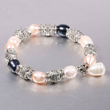 Pulsera de perlas naturales auténticas para mujer, brazalete de perlas de amor Retro, joyería, regalo 2024 - compra barato