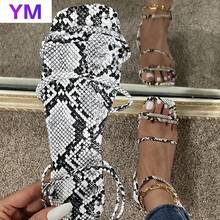 Sandalias con punta de serpiente para Mujer, zapatos planos informales con correa en el tobillo, talla grande 43, Zapatillas de gladiador para Casa 2021 2024 - compra barato