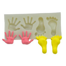 Molde de silicone feito à mão e pés, mini molde fofo para decoração de bolo de chá de bebê, acessórios de cozimento, moldes de fondant, suprimentos de artesanato feitos à mão 2024 - compre barato