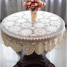 Toalha de mesa redonda em crochê artesanal, pano 100% algodão, muitos tamanhos disponíveis 2024 - compre barato