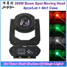 4pcs/Lot 200W LED Lyre Moving Head Light Beam Spot Wash Light For DJ Disco Nightclub Party Bar Stage Light With 4In1 Case 2024 - buy cheap