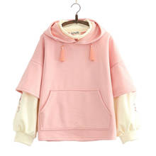 Pink Floral Embridery Fleece Hooded Sweatshirt Harajuku Casual Hoodies Women 2020 Winter Sweet Style Female Cute Warm Top 2024 - buy cheap
