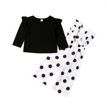 Осенняя одежда для маленьких девочек от Citgeett из 2 предметов, футболка с длинным рукавом + длинные штаны в горошек, Модный комплект одежды 2024 - купить недорого