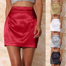 Соблазнительные женские мини-юбки, черная шелковая атласная юбка с высокой талией, облегающая элегантная прямая юбка, Женская Клубная одежда, модные женские юбки 2021 2024 - купить недорого