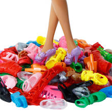 Zapatos variados para niños, Sandalias de tacón alto coloridas, accesorios para Barbies, muñeca, juguete, 12 pares 2024 - compra barato
