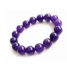Joyería de moda hecha a mano, pulsera elástica de cuentas de piedras preciosas de amatista redonda púrpura de 10mm, 7,5 "AAA 2024 - compra barato
