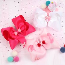 Valentine's Day 7'' Solid Large Ribbon Hair Bows for Girls with Alligator Clips Handmade Hairgrips Red Pink Hair Accessories 2024 - buy cheap