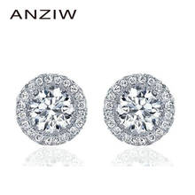 ANZIW-pendientes de plata de ley 925 con forma de Halo para mujer, aretes pequeños, plata esterlina, estilo elegante, fiesta de boda 2024 - compra barato