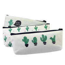 Estuche de lápices con cremallera de tela de Cactus, bolsa de lápices creativa, bolsa de lona para archivos, bolsa de papelería de dibujos animados, 10 Uds., envío gratis 2024 - compra barato