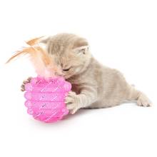 Novo engraçado plástico bola de golfe brinquedo do gato interativo gatinho gato teaser brinquedo bola com pena gatinho brinquedos interativos 2024 - compre barato