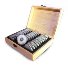 Caja de madera de colección de monedas conmemorativas de 30 cuadrículas, caja Universal de almacenamiento de monedas, 20/25/30/35/40mm, caja de protección fina 2024 - compra barato