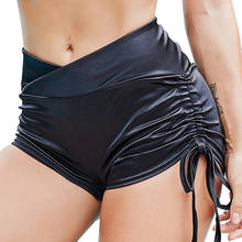 Pantalones cortos deportivos para mujer, Shorts de cintura alta con decoración de encaje, ajustados, Control de barriga, para gimnasio, Sexy 2024 - compra barato