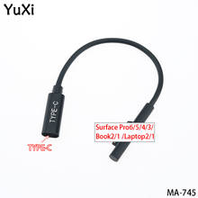 Yuxi adaptador de fonte de alimentação usb tipo c fêmea para pd, cabo de carregamento para microsoft surface pro6/5/4/3 book2/1 go/laptop2/1 2024 - compre barato