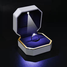 Wedding Ring Box LED Lighted Deluxe Velvet Jewelry Gift Engagement Display Storage Foldable Valentine's Day Gift Organizer Boxes 2024 - buy cheap