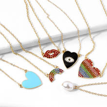 VG 6YM модное ожерелье с кулоном в виде сердца, радужных губ, жемчуга, сглаза для женщин, классический кристалл, выпускной вечер, ювелирные изделия, аксессуары 2024 - купить недорого