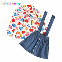 2Piece/Spring Little Girls Clothes Korean Fashion Print Long Sleeve Bow T-shirt+Kids Denim Skirt Set Children Clothing BC1357-1 2024 - buy cheap