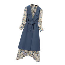2022 New Spring Autumn Slim Floral Suit Dress + Blazers Vest Jackets Coats Women's Clothing Two-piece Sets 17B 2024 - buy cheap