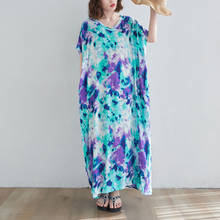 Hypertrophy Women Dress 2022 Summer Cotton Maxi Long Dresses Robe Female Beach Tie Dye Holiday Lady Vestidos Sundress 5XL 6XL 2024 - buy cheap