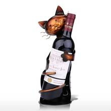 Estante de vinho de metal com escultura, decoração criativa de gato, enfeites, prateleira de vinho tinto, suporte de garrafa de vinho, acessórios de bar 2024 - compre barato