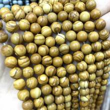 Pingente para fabricação de joias, contas espaçadoras soltas para jaspe de madeira amarela, acessórios de colar 4 6 8 10 12mm para fazer joias 2024 - compre barato