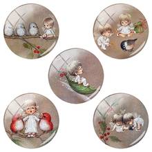 TAFREE New Vintage Lovely Baby Angel Paintings s Sell Glass Cabochon Round Shape Making Findings Flat Back AL209 2024 - buy cheap