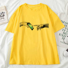 new Tshirt Michelangelo Funny Cartoon yellow Print T Shirt Women Grunge Aesthetic Hand Graphic T-shirt Casual Tops Female Tshirt 2024 - buy cheap