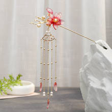 New Arrivals Chinese Hanfu Dress Flower Pearls Long Tassels Hair Sticks Hairpins Headpieces Bride Noiva Wedding Hair Jewelry 2024 - buy cheap