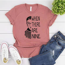 В тех случаях, когда есть девять RGB рубашка пресловутой RBG Рут Бадер Гинзбург футболка Queen короны футболка Для женщин феминизм футболки за равенство 2024 - купить недорого