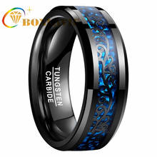 BONLAVIE Black Vine Blue Carbon Fiber Tungsten Steel Rings Fashion Men Ring Wedding Bands Male Jewelry Anillos Accessories 2024 - buy cheap