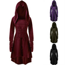 Новое винтажное платье Ренессанс средневековые костюмы для косплея для женщин для взрослых Хэллоуин с капюшоном праздничная одежда S-5XL 2024 - купить недорого