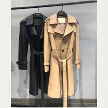 Women Coat Natural 100% Sheepskin Winter Fashion Sheepskin Genuine Leather Long Windcoat Female Outwear Belt Decoration H916 2024 - buy cheap