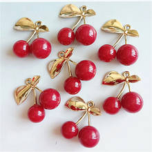 10pcs/lot New Alloy Gold Leaf Red Cherry Pendant Buttons Ornaments Jewelry Earrings Choker Hair DIY Jewelry Accessories Handmade 2024 - buy cheap
