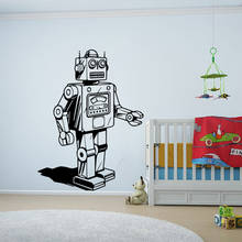 Мультфильм робот машина механизм стикер стены Детская комната большой робот наклейка стены спальни винил домашний декор 2024 - купить недорого