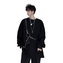 Spring autumn men leather bandage chain oversized hoodie punk hip hop sweatshirt man vintage street wear korean style 2024 - buy cheap