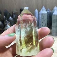 Vareta de cristal natural de cura em obelisco, ornamento bonito para decoração caseira de pedra de energia, pirâmide de quartzo amarelo, 1 peça 2024 - compre barato
