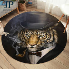 Tiger by Jp.pemapsorn Round Carpets 3D Printed Area Rug for Living Room Smoking Animal Bedroom Rug Gentleman Black Cool Play Mat 2024 - buy cheap