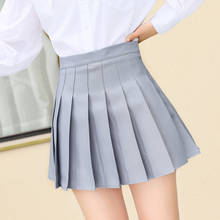 Falda plisada de cintura alta para mujer, falda a cuadros de color sólido, nueva versión coreana, uniforme de béisbol para niña 2024 - compra barato