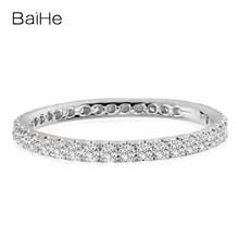 Baihe solid 18k ouro branco 4/10ct anel de diamante completo natural para a faixa de casamento feminina 2024 - compre barato